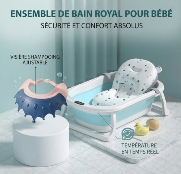Set baignoire pliable avec thermomètre, coussin et visiére - Bathtub
