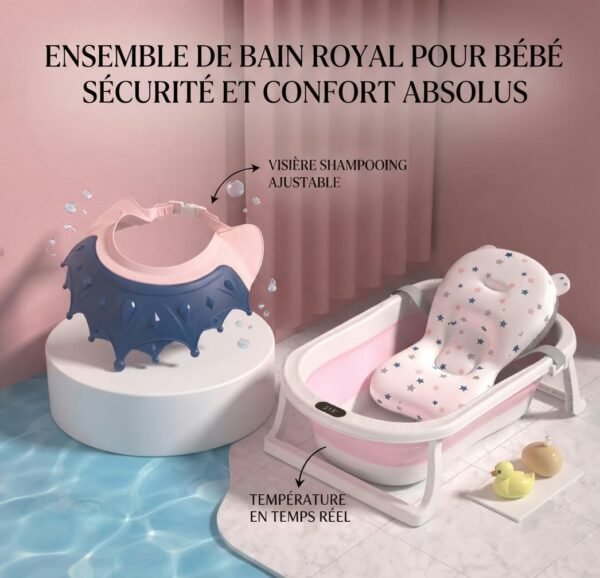 Set baignoire pliable avec thermomètre, coussin et visiére - Bathtub