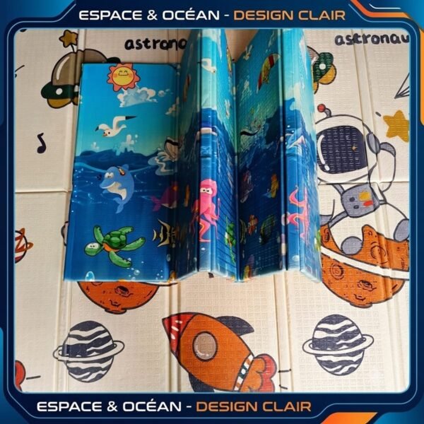 tapis de jeu réversible en mousse xpe 180 x 200 x 1.5 cm espace et océan - heyuan gobebe Tapis de jeu réversible en mousse XPE 180 x 200 x 1.5 cm - HEYUAN