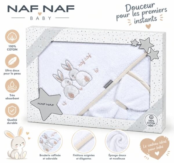 Cape de bain et Gant Rabbit 75x75 cm - Naf Naf