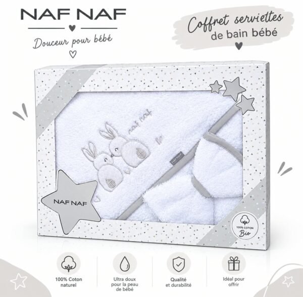 Cape de bain et Gant Rabbit 75x75 cm - Naf Naf