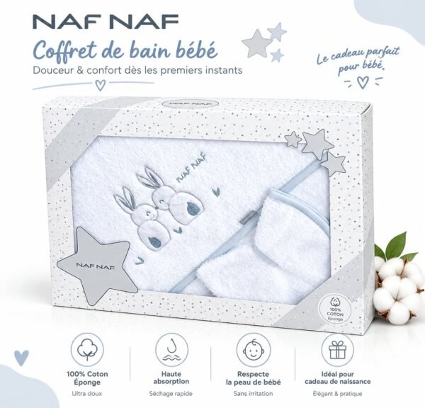 Cape de bain et Gant Rabbit 75x75 cm - Naf Naf