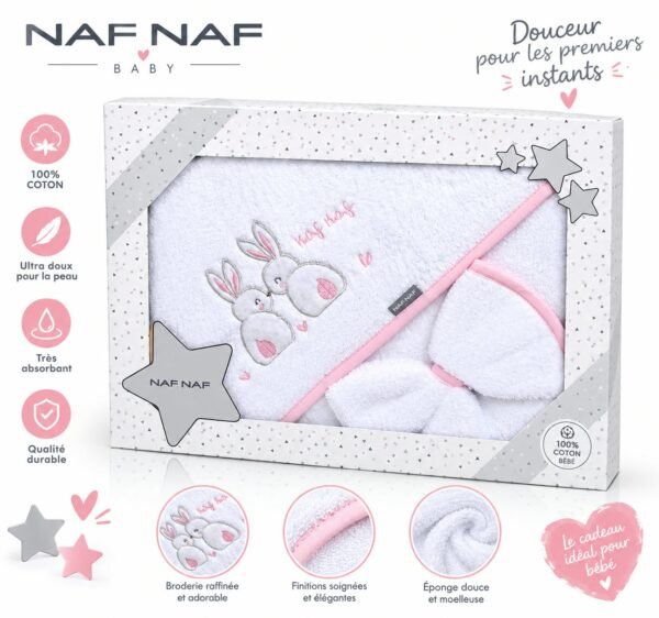 Cape de bain et Gant Rabbit 75x75 cm - Naf Naf