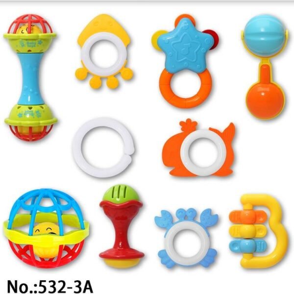 hochets et anneaux de dentition 10 pieces colorés gobebe anneaux et hochets douce et pratique gobebe maarif
