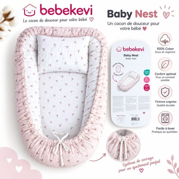 nid bébé réducteur de lit avec oreiller rose - bebekevi gobebe Nid Bébé Réducteur de Lit avec Oreiller - Bebekevi