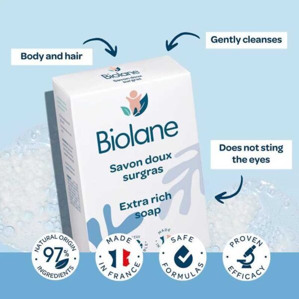 Savon Bébé Doux Surgras 100 g - Biolane 