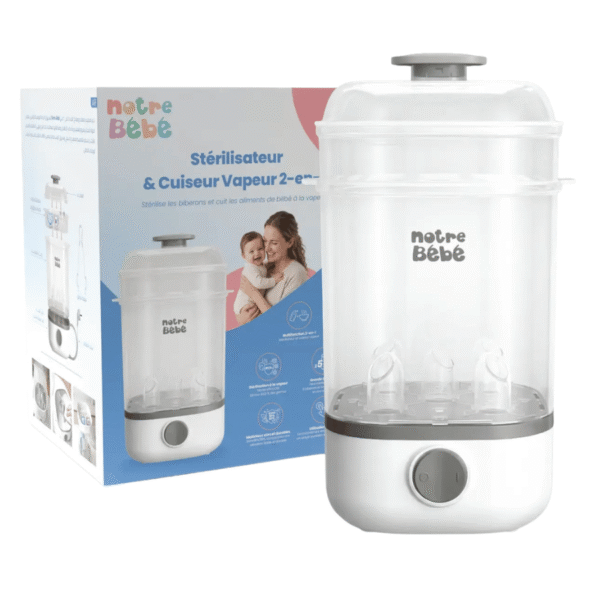 sterilisateur-cuiseur-vapeur-2en1-notre-bebe- gobebe.ma accessoire allaitement gobebe maarif