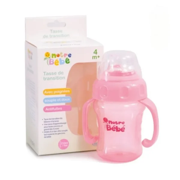 tasse-notre-bebe-rose-gobebe Tasse de Transition avec Poignées 4 Mois+ 210ml - Notre Bébé