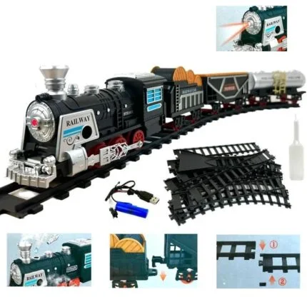 Train Électrique à Vapeur avec Rails – Circuit Complet