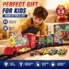 Train Électrique à Vapeur avec Wagons et Rails – 23 Pièces