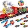 Train Électrique à Vapeur avec Wagons et Rails – 23 Pièces