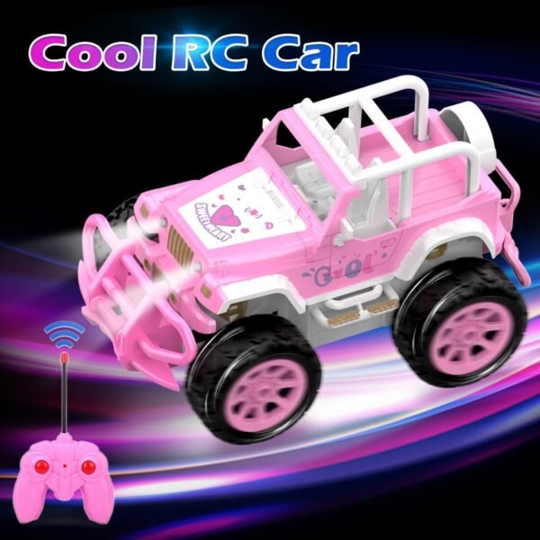 Véhicule tout-terrain radiocommandé rose de type Jeep