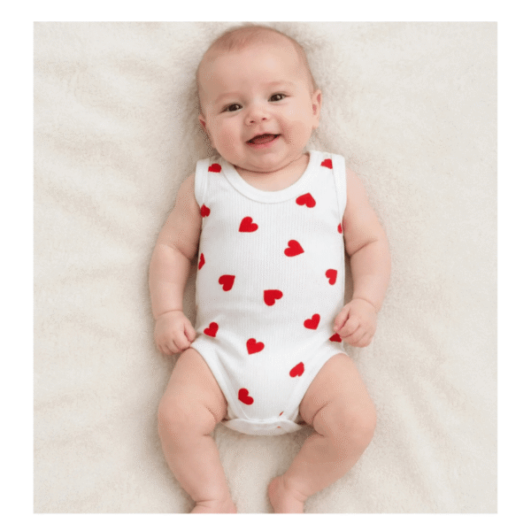 Body Sans Manche 100 % Coton Motif Cœurs - Baby Too