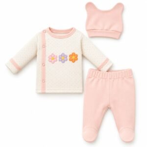 ensemble bébé 0-3 mois 3 piéces rose-blanc gobebe temara ensemble bebe gobebe ainchock