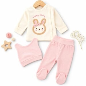 ensemble fille 0-3 mois 3 piéces lapin - babycan gobebe ainchock ensemble bebe happy bunny gobebe ainchock