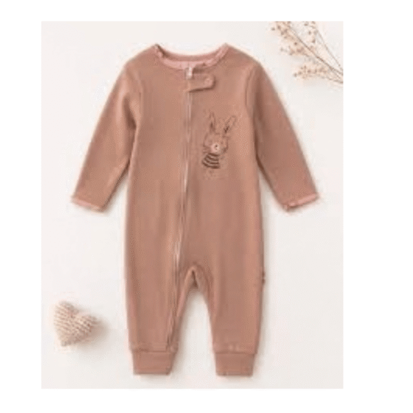 grenouillères bébé 6 à 18 mois en coton biologique lapin saumon - midirik gobebe Grenouillères bébé (6 à 18 Mois) en Coton Biologique Lapin - Midirik