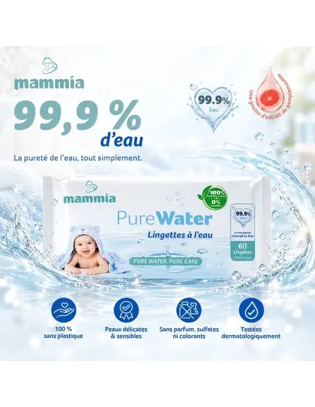 mammia-lingettes-bebe-purewater-gobebe maarif Pack Lingettes Bébé PureWater 4x60 - Mammia