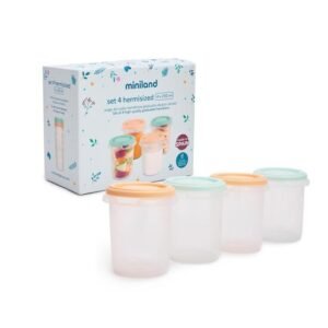 set 4 pots de conservation 250ml multicolore - miniland gobebe agadir accessoire repas miniland gobebe maarif