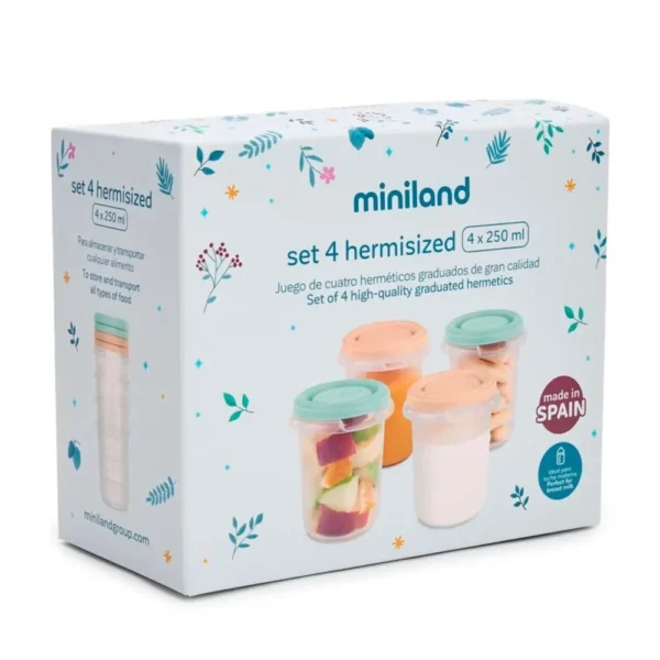 Set 4 Pots de Conservation 250ml Multicolore - Miniland