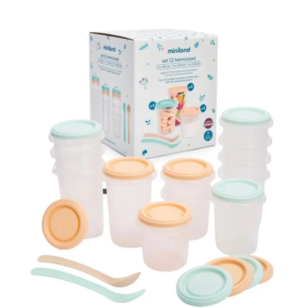 set-de-12-pots-de-conservation-gobebe agadir Set 12 Pots de Conservation 4x330ml, 4x250ml et 4x200ml - Miniland