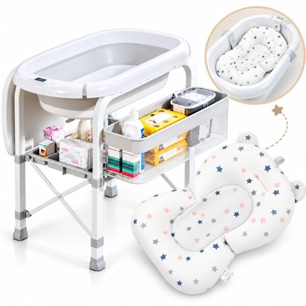 table à langer 2en1 avec baignoire et coussin de bain offert - bubbly gobebe accessoire hygiéne gobebe temara maarif