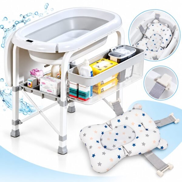 table à langer 2en1 avec baignoire et coussin de bain offert - bubbly gobebe.ma Table à langer 2en1 avec baignoire et coussin de bain offert - Bubbly